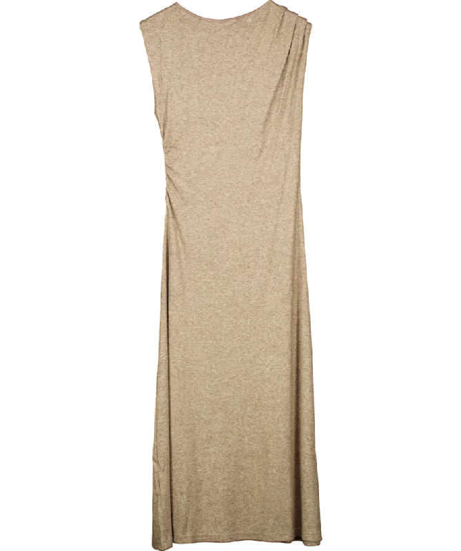 MANGO Beige Midi Dress With Structured Shoulders UK 10Lace Dress