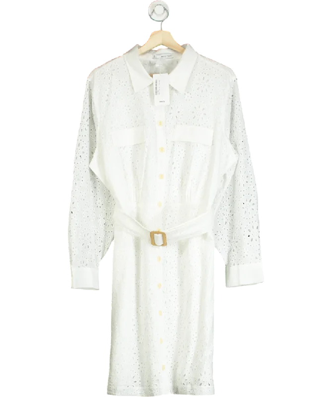 MANGO White Shirly Broiderie Anglaise Mini Shirt Dress UK 20Short-sleeve Dress