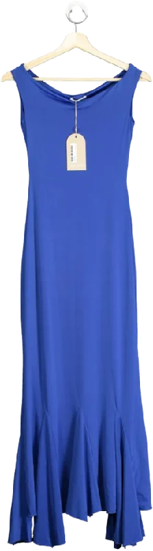 Meshki Blue Slinky Handkerchief Midi Dress UK XSPrinted Dress