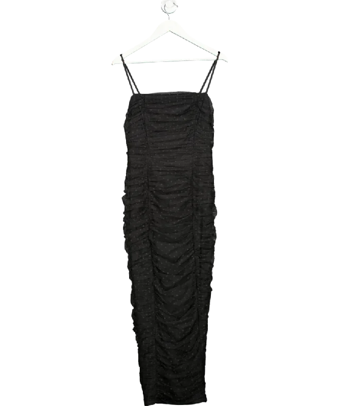 Michelle Keegan Black Dobby Mesh Strappy Bodycon Midi Dress UK 12Chiffon Dress