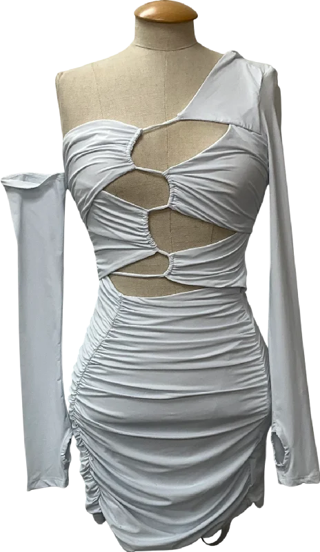 Mistress Rocks White Jersey Asymmetric Cutout Mini Dress UK SOpaque Dress