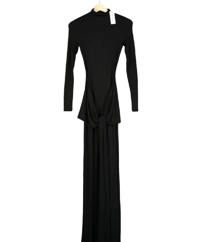 Naked Wardrobe Black Turtleneck Draped Tie Dress UK XSKimono Dress