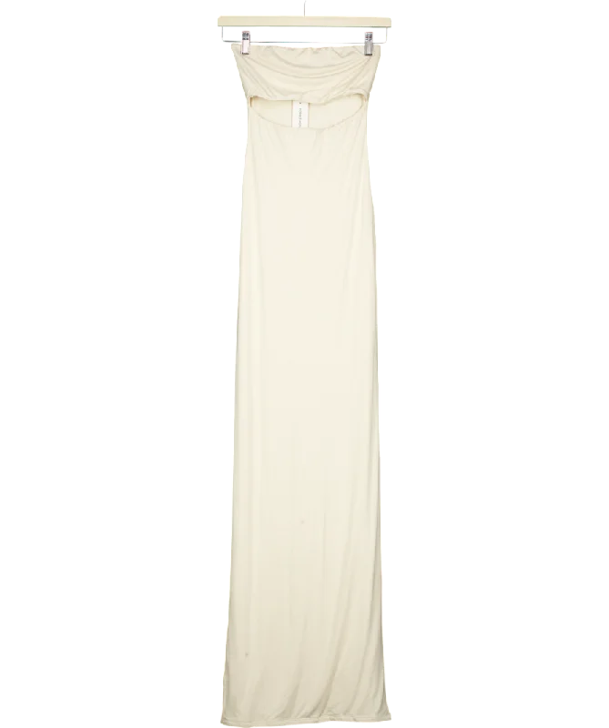 Naked Wardrobe Cream Smooth Cut Out Tube Maxi Dress UK 8Wind Dress