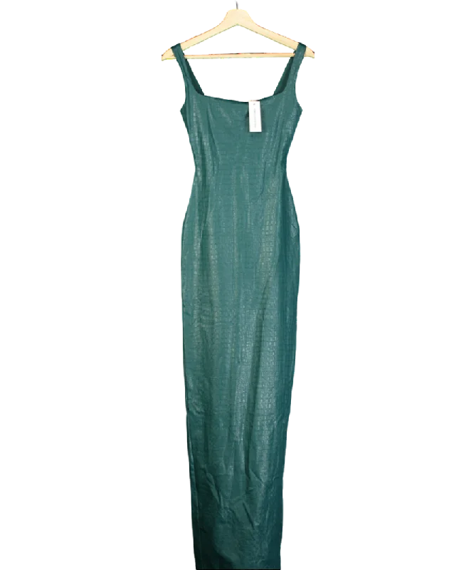 Naked Wardrobe Green Vegan Leather Croc Tank Maxi Dress UK XSLong-sleeve Dress