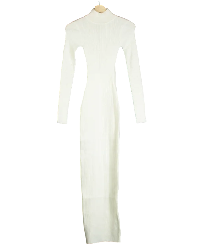 Naked Wardrobe White Knit Sweater Corset Maxi Dress UK XSBoho Dress