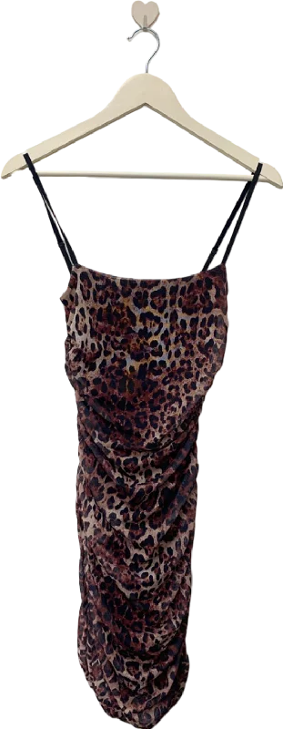 Nasty Gal Leopard Print Ruched Mini Dress UK SKimono Dress