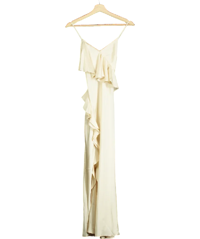 New Look Cream Ruffle Split-hem Strappy Midaxi Dress UK 6Slit Dress