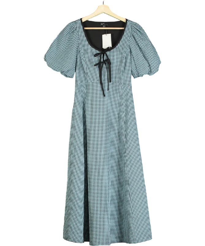 Nobody's Child Blue Gingham Print Puff Sleeve Midi Dress UK 4High-low Dress