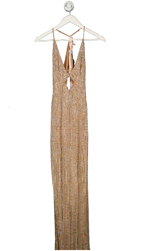 Oh Polly Nude Embellished Cut Out Maxi Dress UK 8Cocktail Dress