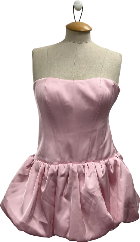 Oh Polly Pink Fabiola Lace Up Bubble Hem Corset Mini Dress UK 10Ball Gown