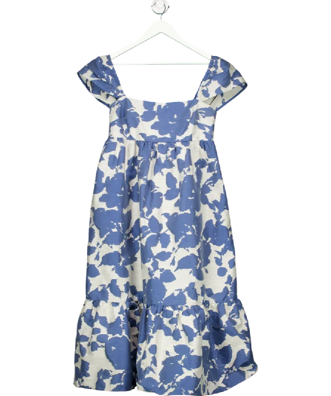 & Other Stories Blue Abstract Print A-line Midi Dress UK 12Reflective Dress