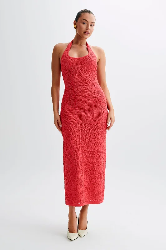 Patrizia Knit Halter Maxi Dress - PomegranateBusiness Dress