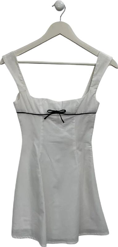 Pepper Mayo White Contrast Bow Mini Dress UK 4Office Dress