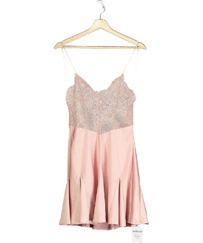 Pink Lace Detail Satin Night Dress UK SBallet Dress