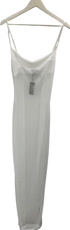 PrettyLittleThing White Bardot Cowl Neck Mesh Maxi Beach Dress UK 10Kimono Dress