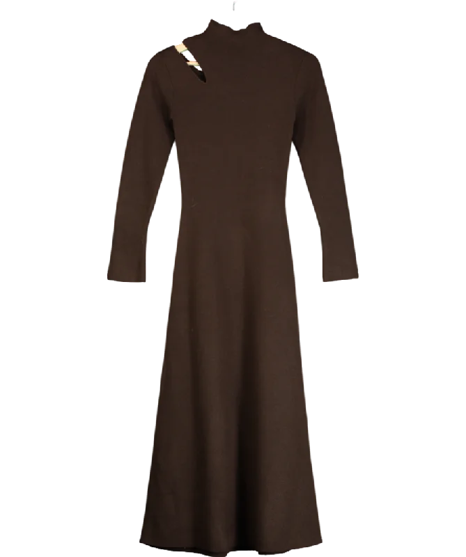 River Island Brown Long Sleeve Cut Out Midi Dress UK 6School Dress