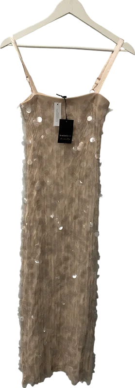 River Island Petite Cream Sequin Slip Dress UK 6Halter Dress