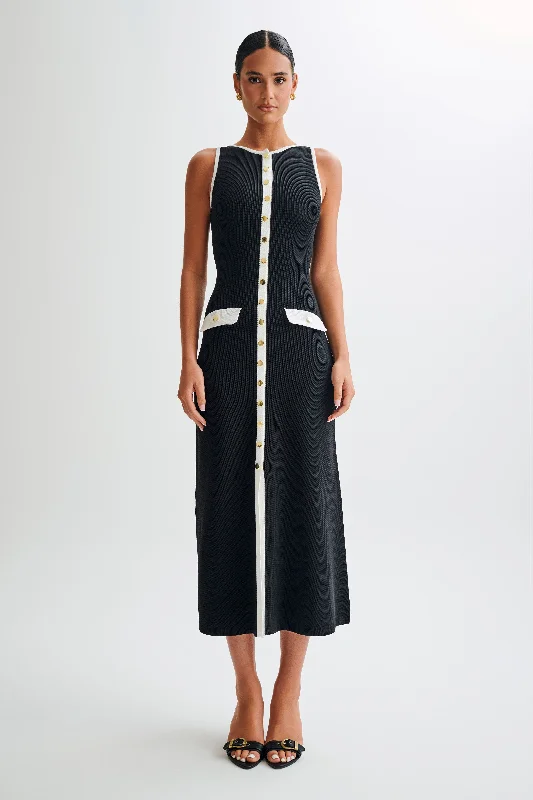 Sawyer Sleeveless Buttoned Maxi Dress - Black/WhiteCocktail Dress