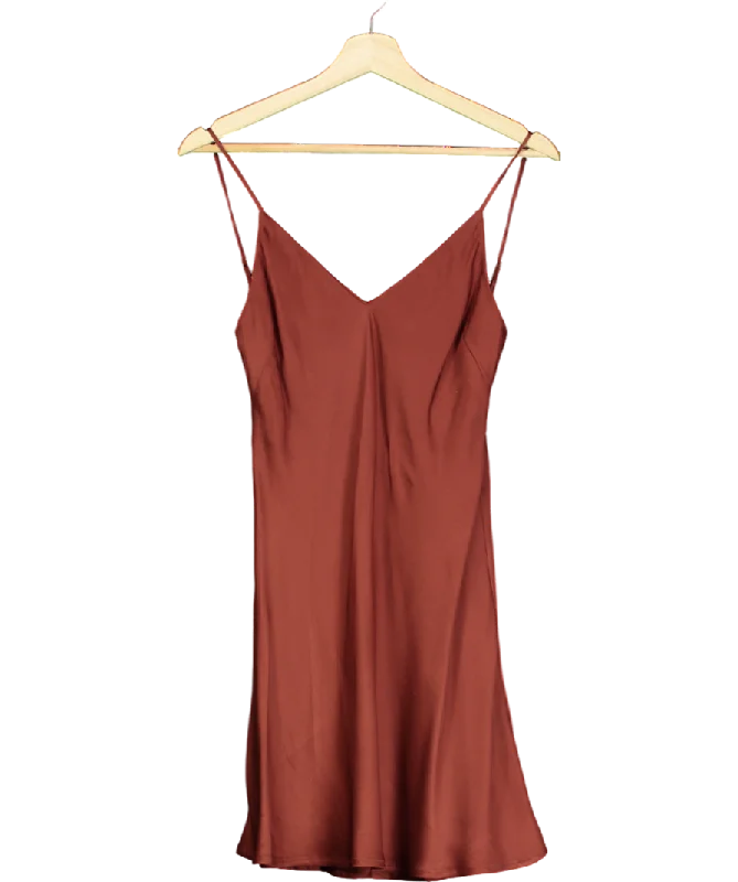 Studio Matis Brown V-back Satin Mini Dress UK XSHiking Dress