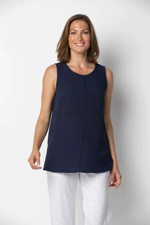 Habitat Sale, 30650 Pieced Sleeveless Tunic Tank, Twilight 50% Off Regular PriceTunicTopQuasar