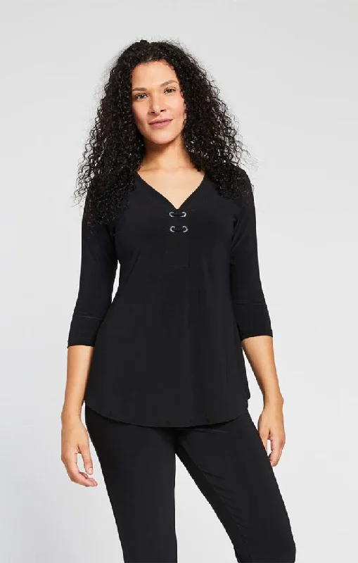 Sympli, 22208 Halo Henley , 3/4 sleeveTunicTopRuby