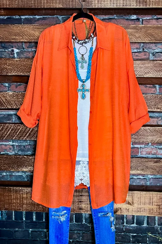 ALL DAY BEAUTIFUL & COMFY  LIGHTWEIGHT SHIRT TUNIC ORANGETunicTopCrystal