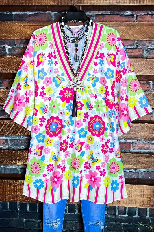 BALI PEASANT TUNIC DRESS COVER UP IN MULTI- COLORTunicTopPlatinum