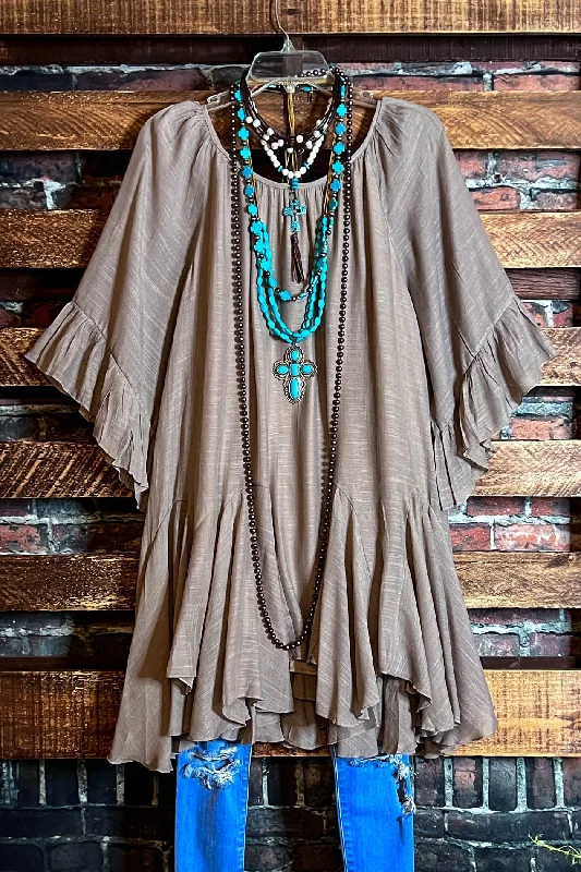 BOHO-HIPPIE SWING OVERSIZED COMFY TUNIC DRESS IN MOCHATunicTopOrbit