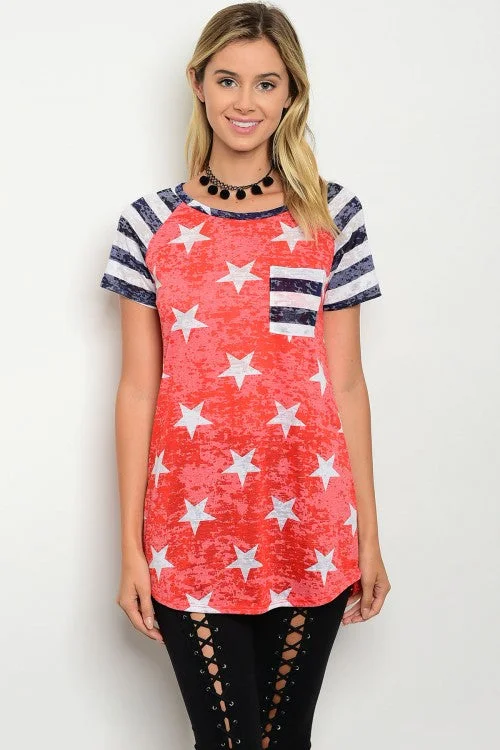 American Flag Short Sleeve Tunic TopTunicTopQuasar