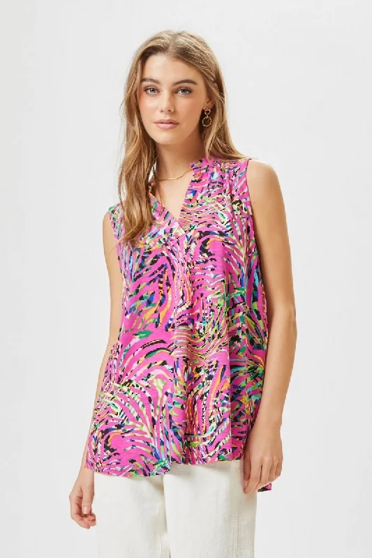 Dear Scarlett Lizzy Magenta Tiger Print Tunic TankTunicTopZen