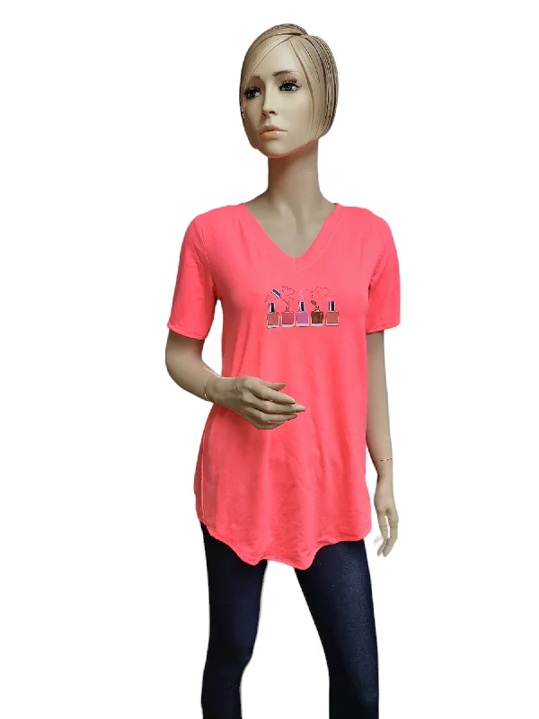 Hot Pink Tunic with Square Nail Polish Bottles DesignTunicTopLeviathan