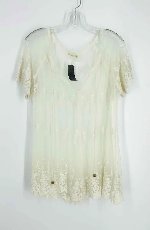 Kyla Seo Size M White Embroidered Sheer Designer TunicTunicTopElite