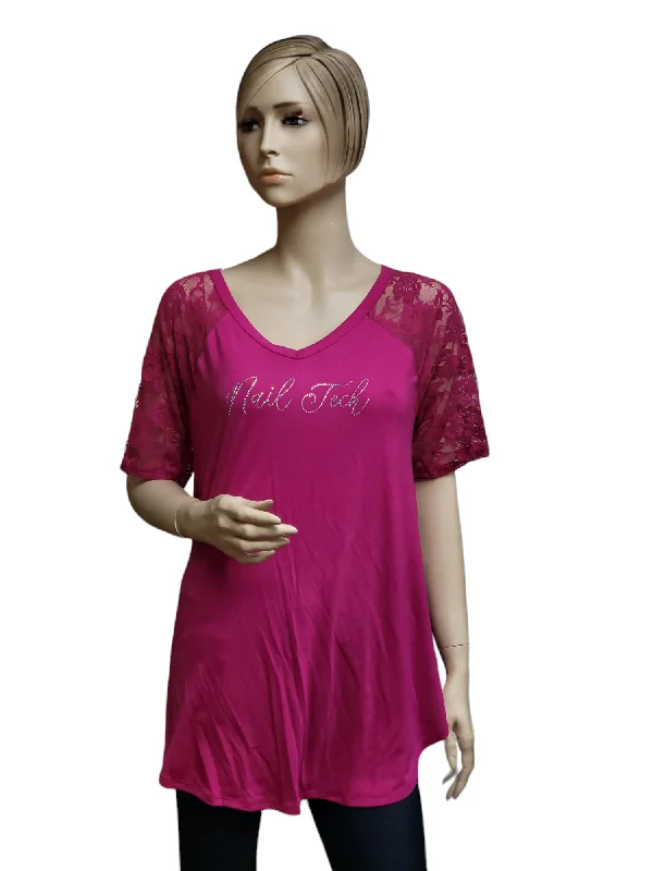 Nail Tech Tunic with Lace Sleeves Multiple ColorsTunicTopInfinity