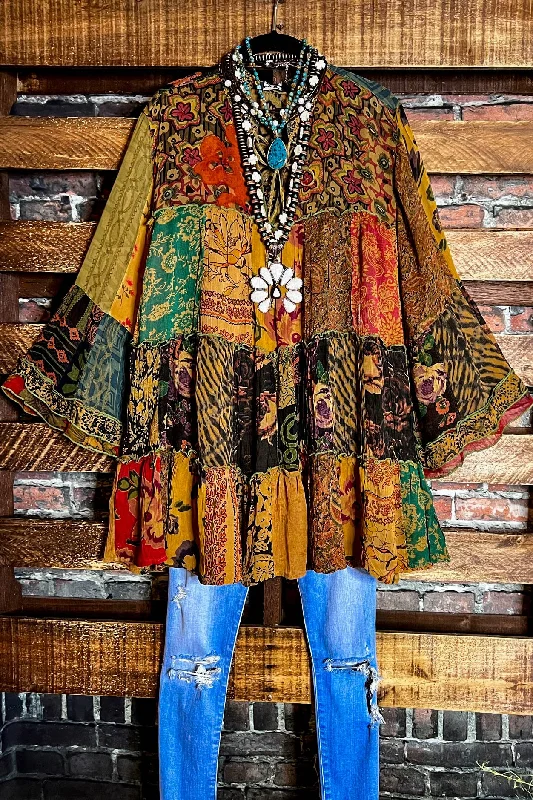 Patchwork Enchantment Beauty Multi-Color Tunic