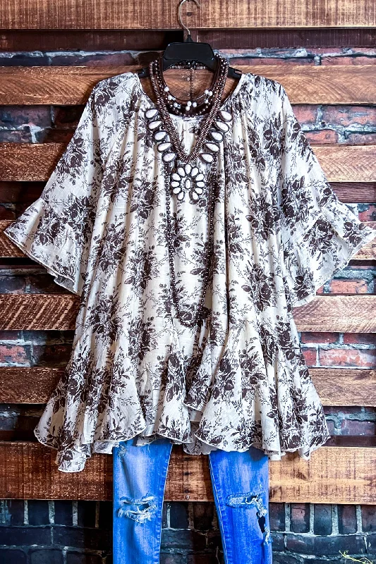 SUNSET CHASER BOHO SWING OVERSIZED TUNIC IN BEIGE & MOCHATunicTopShift