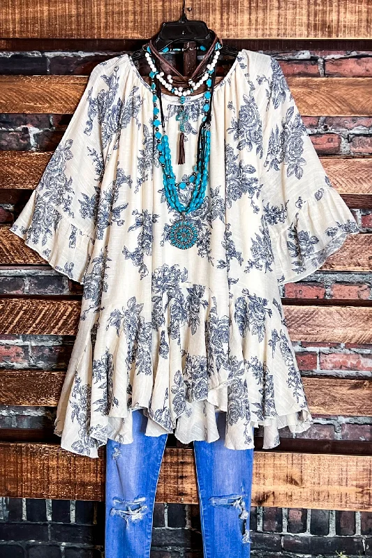 SUNSET CHASER BOHO SWING OVERSIZED TUNIC IN BEIGE & NAVYTunicTopGlow