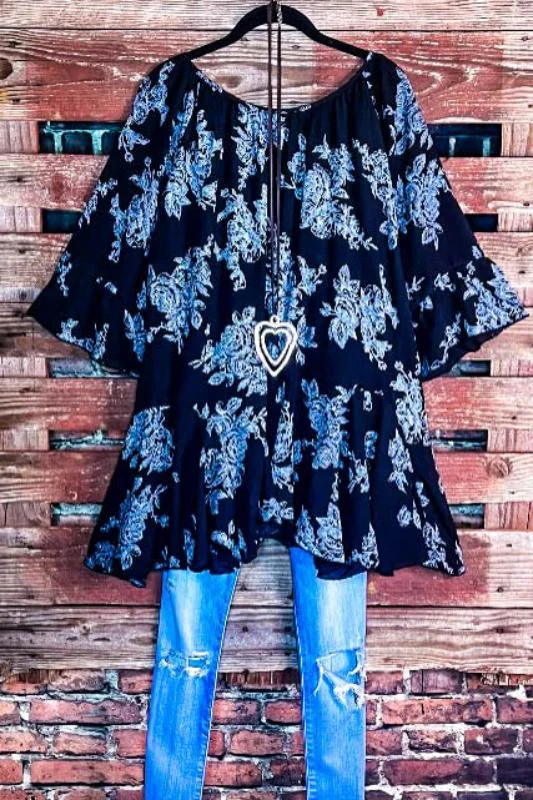 SUNSET CHASER BOHO SWING OVERSIZED TUNIC IN BLACK-TunicTopHive