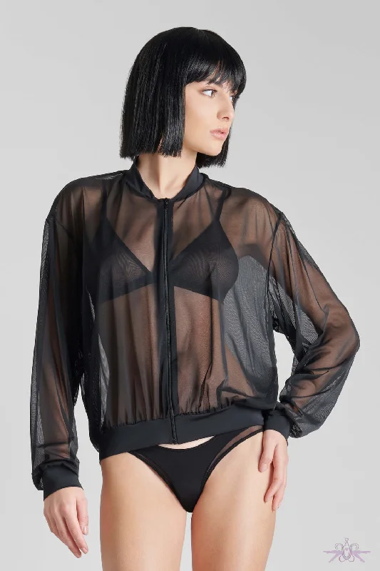 TightleggingMaison Close Pure Tentation Sheer Black Bomber Jacket