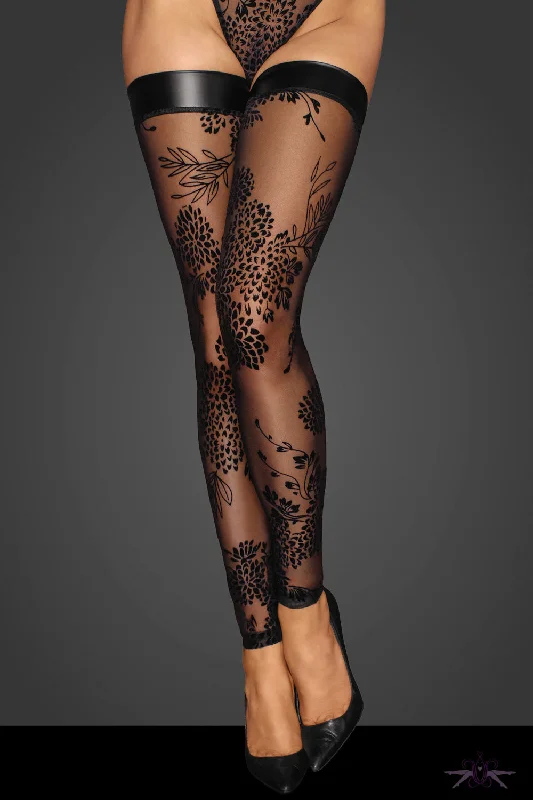 TightharmonyNoir Handmade Fabulous Floral Tulle Footless Hold Ups