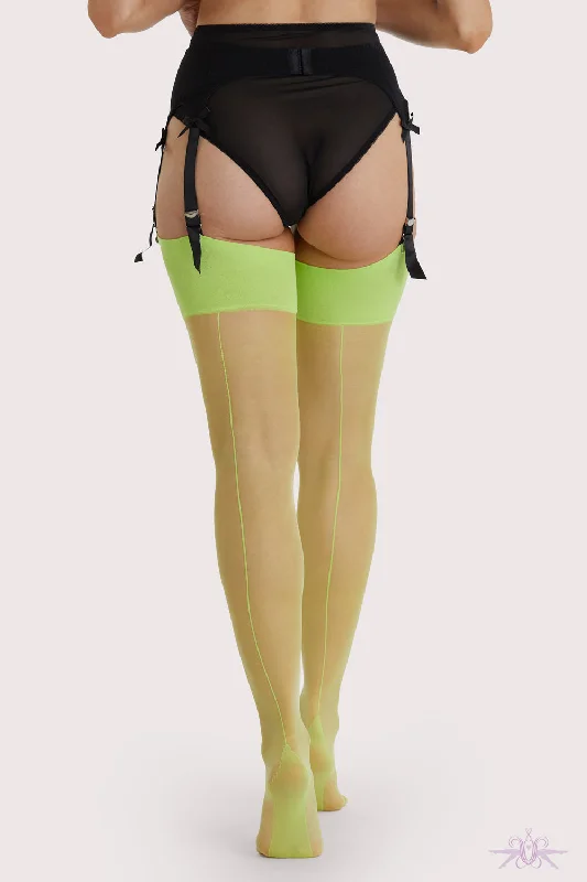 TightframePlayful Promises Lime Green Vintage Seamed Stockings