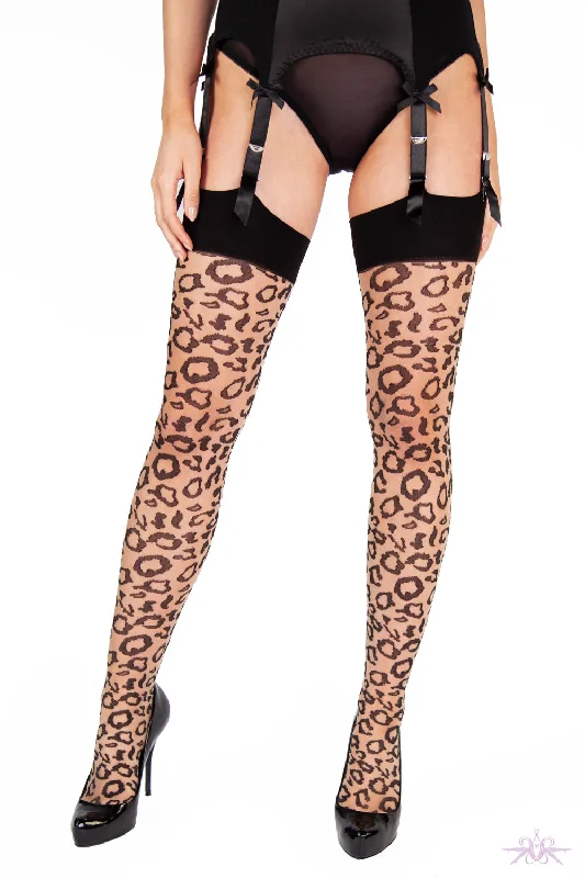 TightskirtPlayful Promises Nude Leopard Knit Stockings