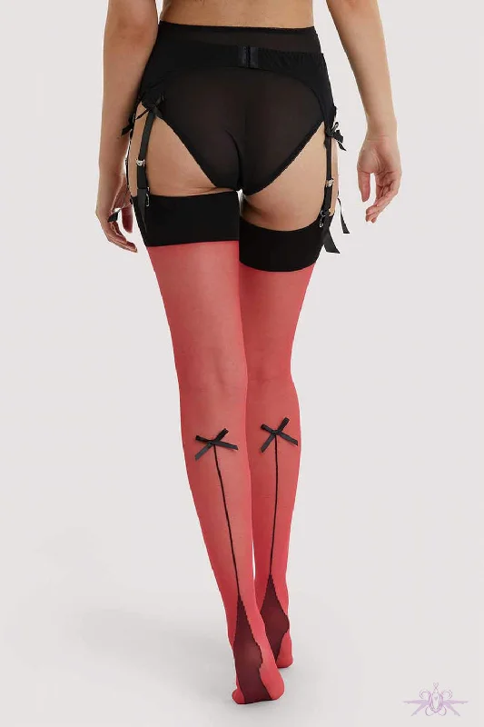 TightsecurityPlayful Promises Red Bow Seamed Stockings